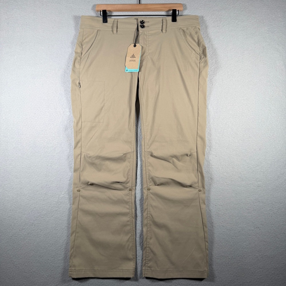 Prana Halle Hiking Pants Dark Khaki Womens 14 Short W4HASH113 Stretch Zion